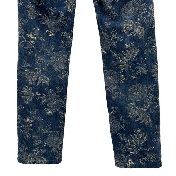 LRL Lauren Jeans Co. Ralph Lauren Floral Blue Denim Skinny Jeans Womens 6 - Picture 6 of 8